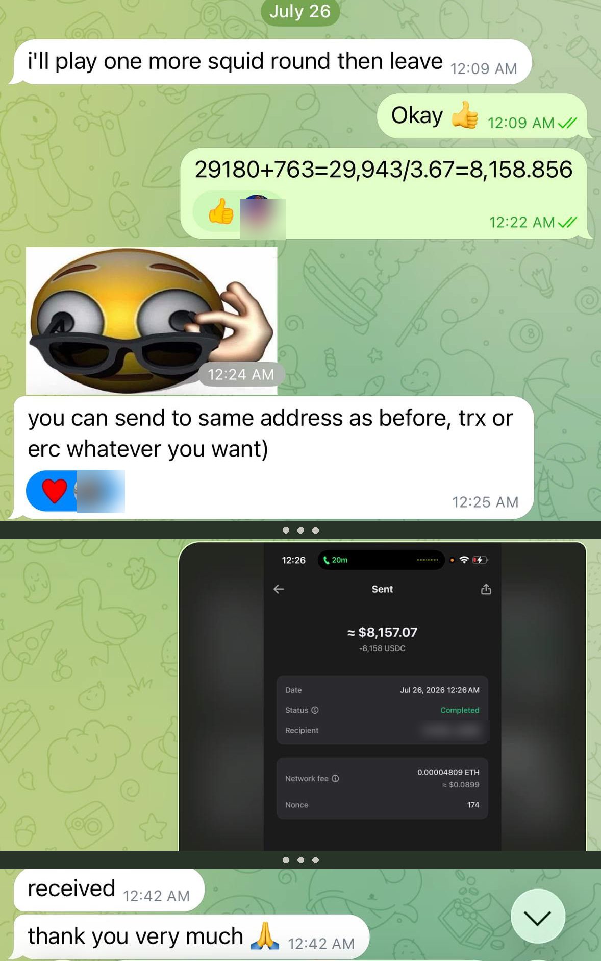 A real cash-out in the manager's chat