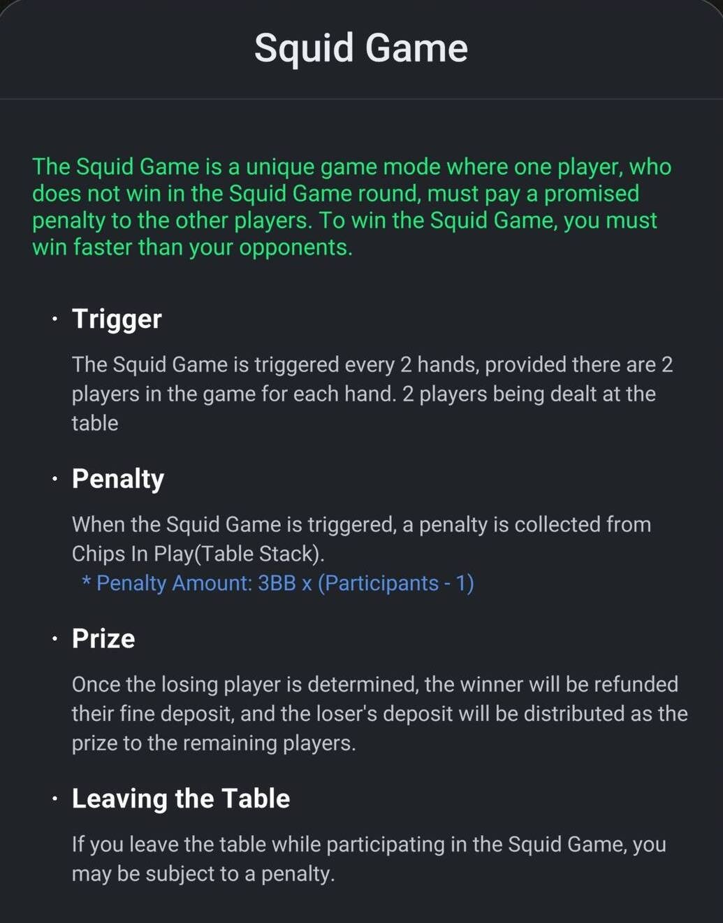 Squid Game rules in ClubGG